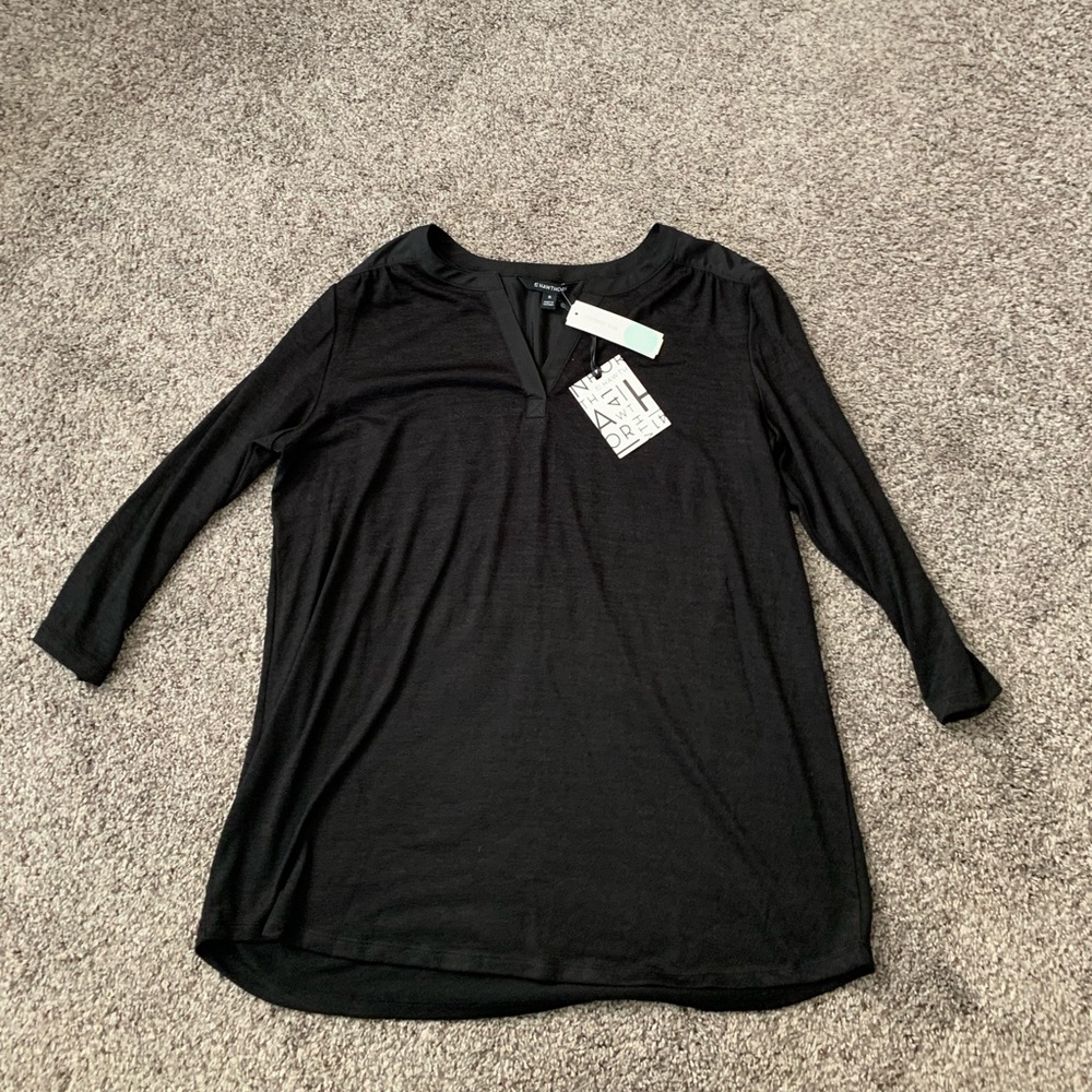 41 Hawthorn Tulla Mixed Material Knit Top Black size XL NWT